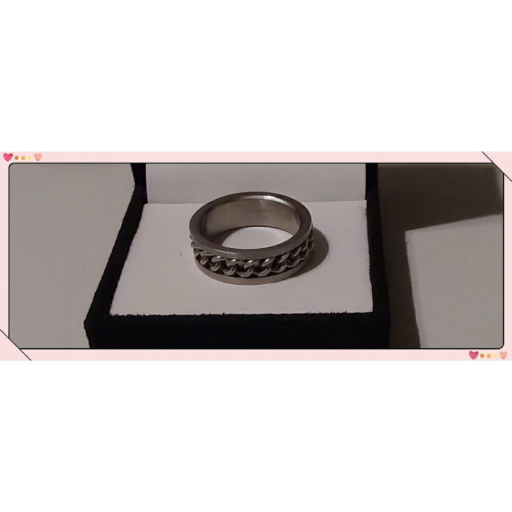 Mens' 316L Stainless Steel Rope Center Band Ring Sz 11